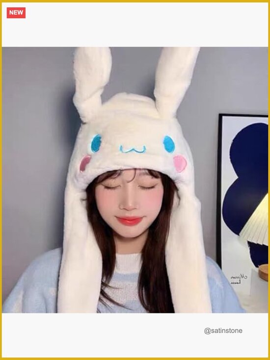 Cute Cartoon Animal Winter Hat with Moving Ears, Soft Plush main image 7